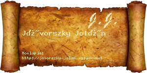Jávorszky Jolán névjegykártya