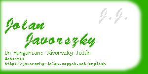 jolan javorszky business card